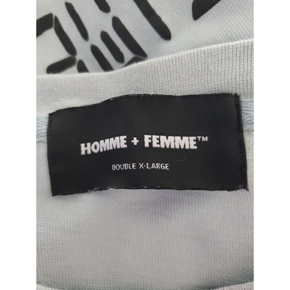 Homme Femme Blue Logo Graphic T-Shirt Mens XXL Oversized Streetwear z○ - Picture 2 of 8